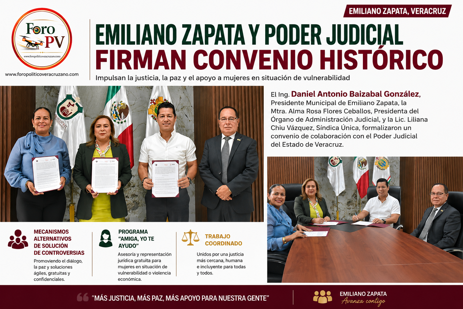 🤝 Emiliano Zapata fortalece el acceso a la justicia y la protección de las mujeres con convenio histórico